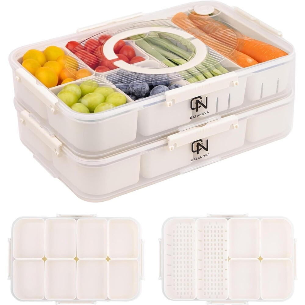 Galanova 2Pack Snack Box Container, microwavable/ dish safe with Lid and Handle